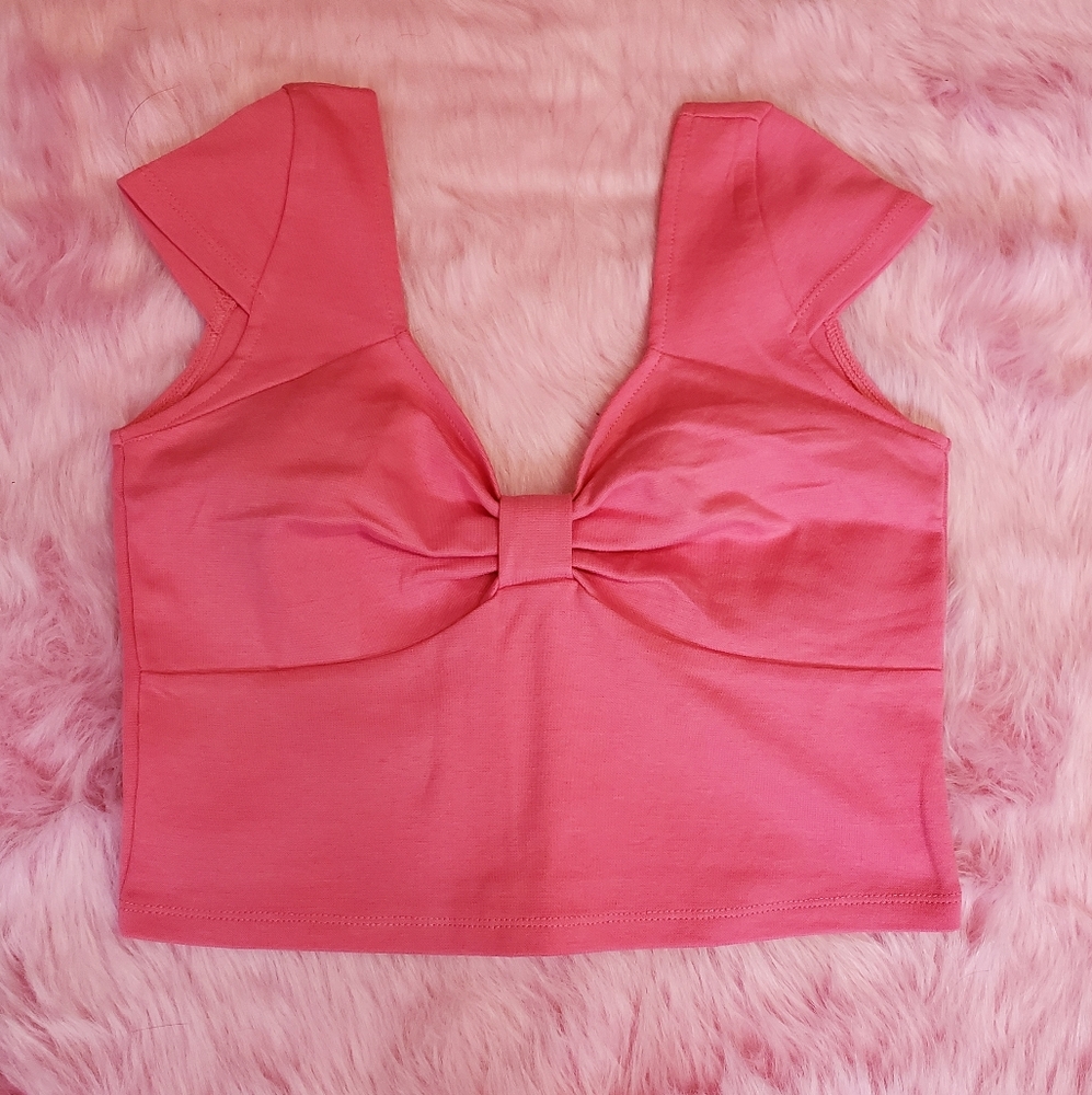 Vintage inspired pink crop top NWOT